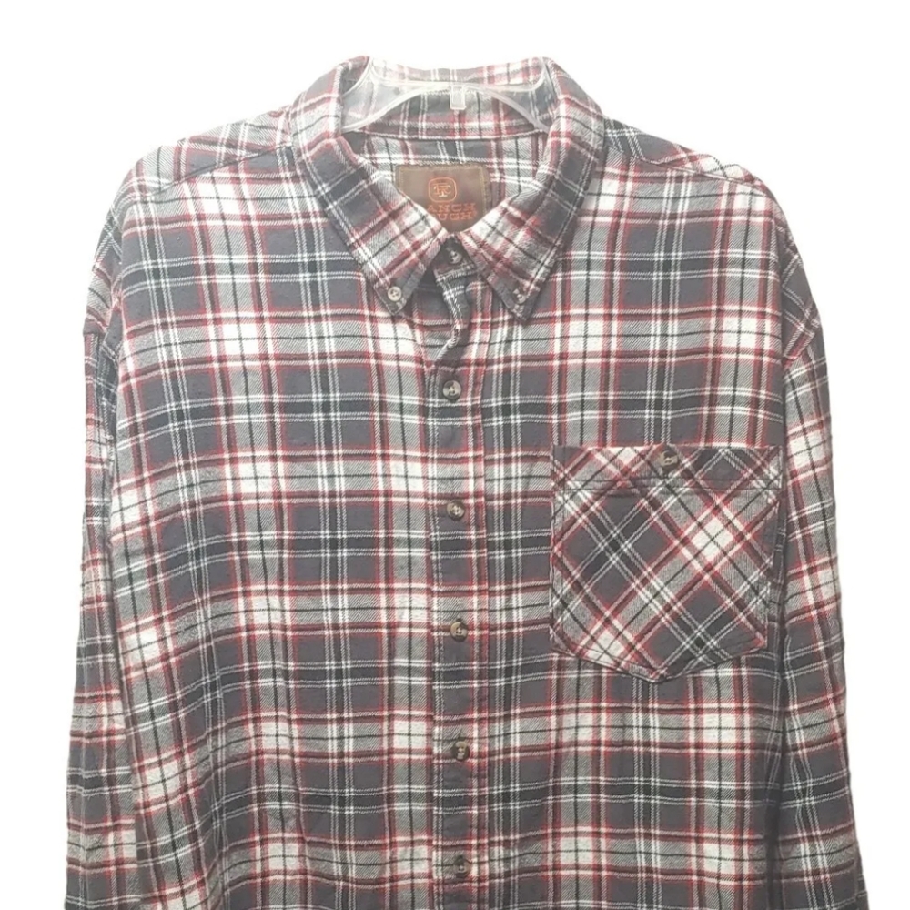 Vtg Ranch Tough Flannel Shirt Fall Lumberjack Cowboy Red Plaid Button Men Sz 2X